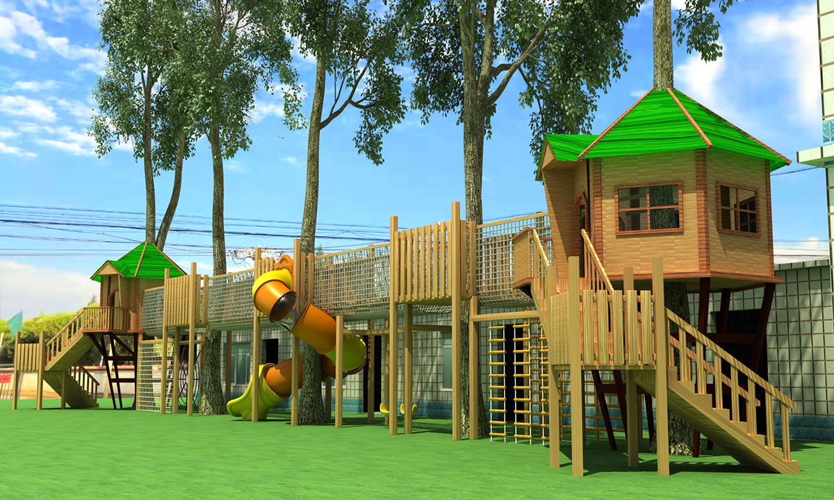 兒童木質滑梯設備 兒童木質滑梯設備