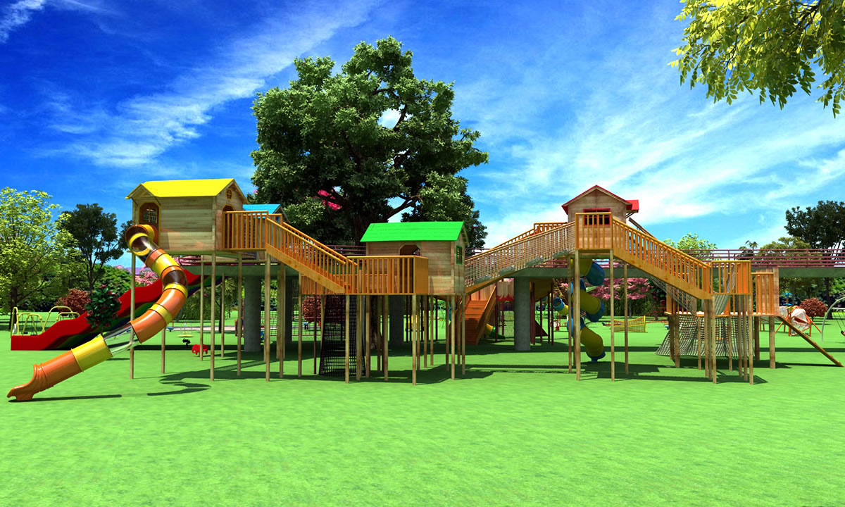 兒童木質滑梯設備 兒童木質滑梯設備