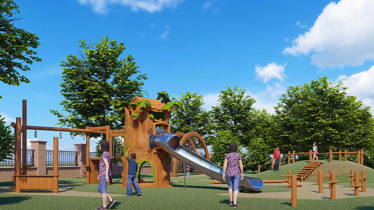 兒童木質滑梯設備